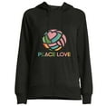 thumbnail image 1 of COMIO Rainbow Colors Women's Essentials Hoodie Victory, Love and Volleyball Black, 1 of 4