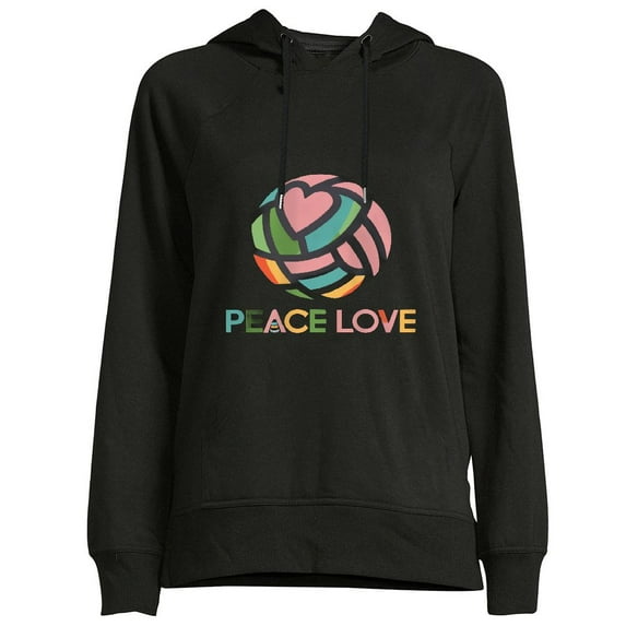 COMIO Rainbow Colors Women's Essentials Hoodie Victory, Love and Volleyball Black