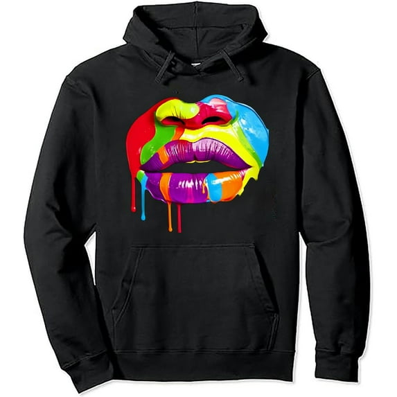 COMIO Rainbow Lips Hoodie - LGBT Pride Gay Homosexual Lesbian Pullover Hoodie