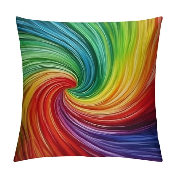 COMIO  Rainbow Throw Pillow Cover Abstract Swirl Rainbow Blue Green Red and Orange Colors Wave Blend Dark Background Decorative Rectangular Pillowcase for Sofa and Bed Couch