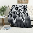 thumbnail image 1 of YANMS Realistic Animals Blanket, Grey and White Penguins Resting on The Snow, Plush and Smooth Feel for Adults, 1 of 6