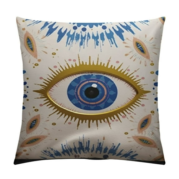 QZHH Rectangular Throw Pillow Cover,Evil Eye Pattern Cushion Case,Pillowcase for Abstract Beautiful Ornament Traditional Trendy Blue Sofa Couch Bedroom Living Room Home Decoration,12x20 Inch