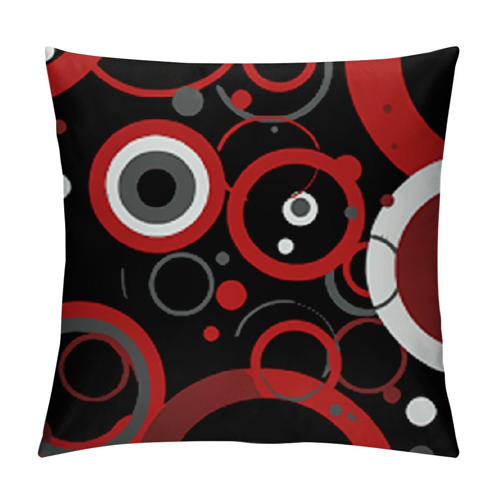 COMIO Red and Black Throw Pillow Covers,Grey Modern Abstract