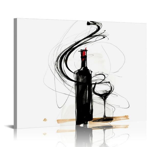 COMIO Red and Black Wine Wall Art Bedroom Decor Minimalist Wine Glass Canvas Pictures Wall Decor Kitchen Dining Room Kitchenware Bar Pub Painting Artwork for Living Room Office Home Decorations