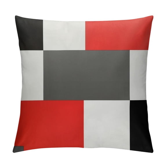 COMIO Red Black and Grey Throw Pillow Covers Geometric Modern Abstract Painting Decorative Pillow Cases Home Decor Standard Square Pillowcases