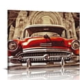 thumbnail image 1 of COMIO  Red Classic Car Route Retro Wood Wall Decor Classic Car Wall Art For Man Cave, Garage or Living Room, 1 of 4