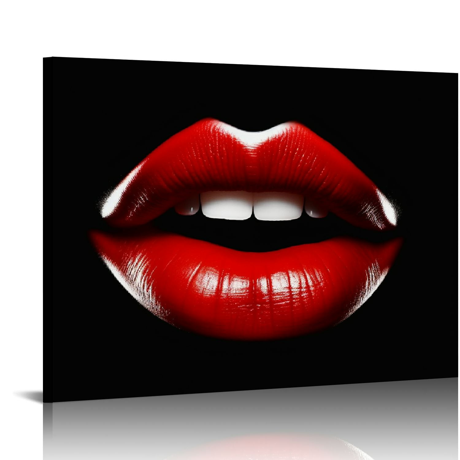 COMIO Red Lips Canvas Wall Art Abstract Black Red Woman Lips Art Poster Fashion Sexy Red Lip