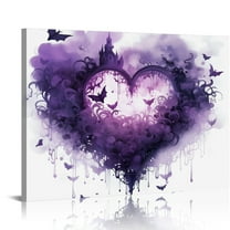 COMIO  Red Love Butterfly Wall Art Red Heart The Picture Print On Canvas  Modern Abstract Artwork The Canvas for Home Living Dining Room Kitchen(Wrapped Canvas Wall Art,Ready to Hang)