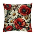 thumbnail image 1 of COMIO Red Poppy Throw Pillow Covers Romantic Garden Flowers Red Poppies with White Daisies Green Leaves Insect Bee Design Pillow Cushion Cover Decor Outdoor Sofa(RP-Poppies), 1 of 5