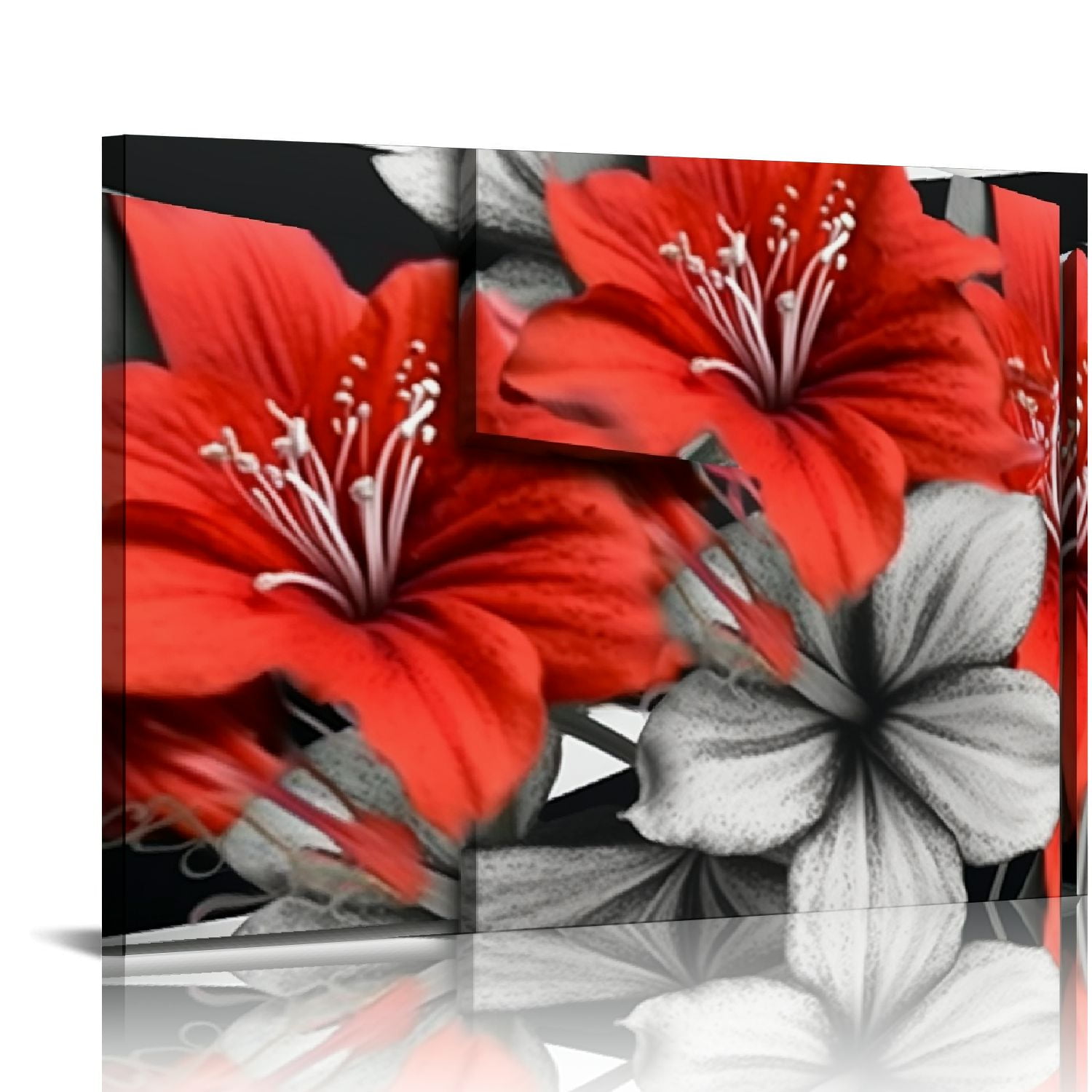 COMIO Red Wall Decor, Abstract Flower Wall Art, Lily Pictures Canvas