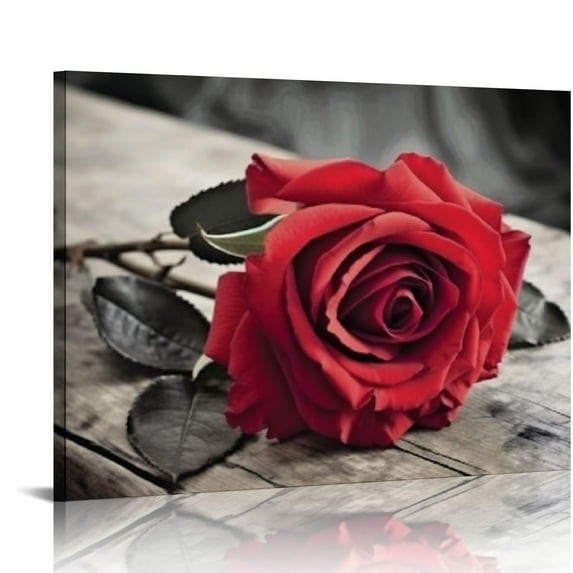 COMIO Red Wall Decor for Bedroom Red Bathroom Accessories Canvas Wall Art Rose Pictures for Living Room Home Decorations Flower Painting Couples Bedroom Kitchen Modern Artwork