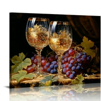 COMIO Red Wine Painting Canvas Wall Art for Dining Room Kitchen Pictures Wall Abstract Grapes Wine Prints Contemporary Artwork Framed for Restaurant Bedroom Bar Pubs