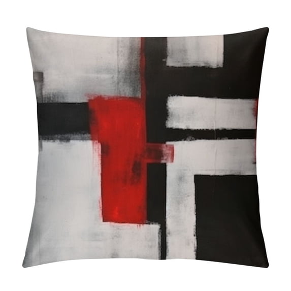 COMIO Red and Black Throw Pillow Covers Decorative Cushion Cover Grey Abstract Art Painting Pillowcase for Sofa Bedroom Living Room Décor