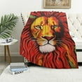 thumbnail image 1 of COMIO Reggae Rasta Lion Blanket Throw Bedding Room Decor Flannel Blankets for Bed Sofa, 1 of 6