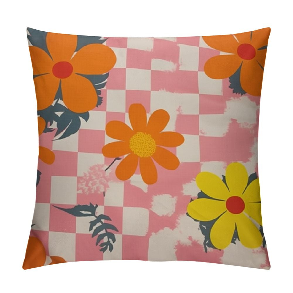 COMIO Retro 70s Groovy Hippie Flower Floral Distorted Pink and White