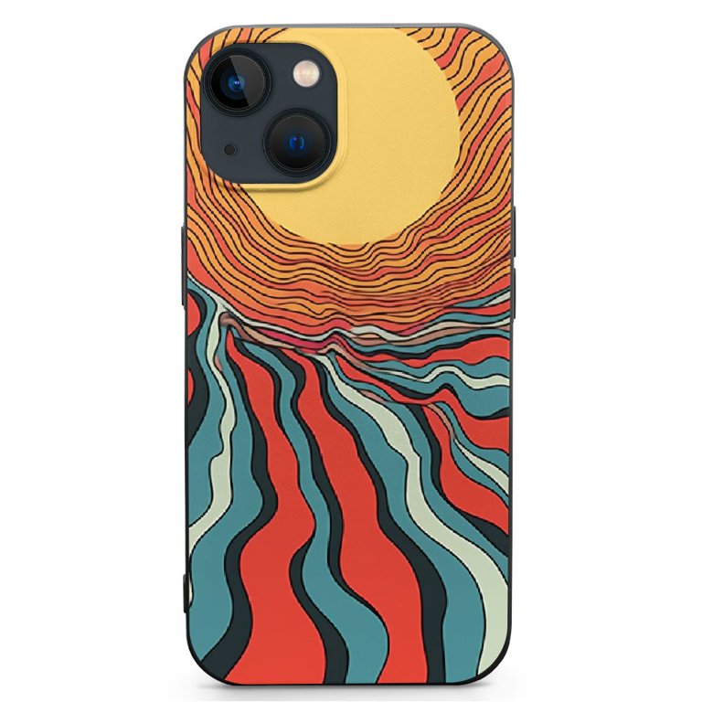 QZHH Retro 70s Sun Rays Case Compatible with iPhone 14 Pro