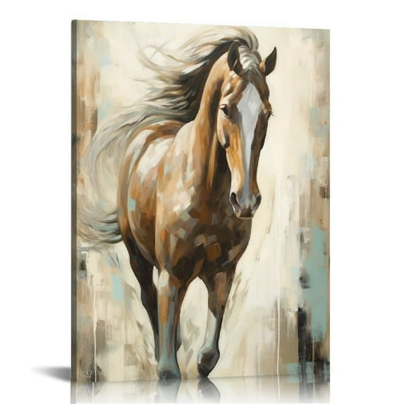 COMIO Retro Animal Running Brown Horse Canvas Wall Art Pictures Painting Canvas Poster Painting Artwork Prints for Living Room and Bedroom Corridor Wall Decor