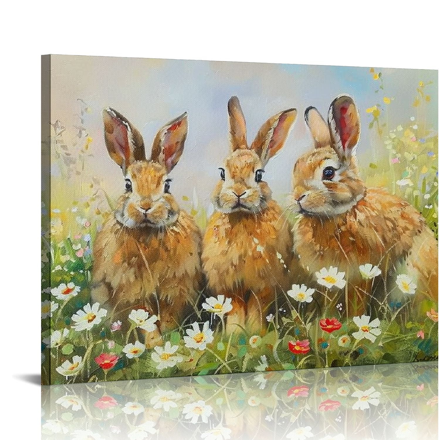 COMIO Retro Art Three Rabbits Poster Printing Canvas Painting Living ...