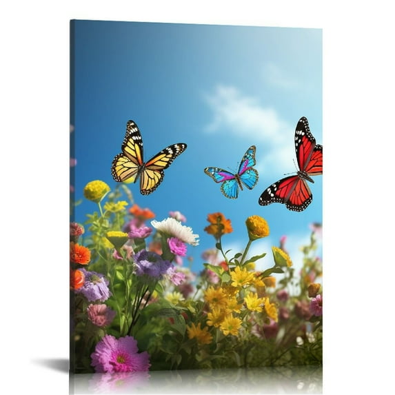 COMIO Retro Botanical Butterfly Wall Art Prints, Vintage Butterfly Canvas Wall Art,Butterfly Floral Nature Aesthetic Posters for College Dorm Room Preppy Room Bedroom Decor, Unframed)