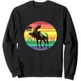 thumbnail image 1 of COMIO Retro Moose Gay Pride Vintage 80s Rainbow Colors Animal Gift Sweatshirt, 1 of 3