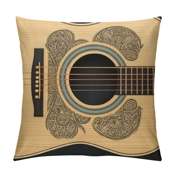 COMIO Retro Music Guitar Throw Pillow Cushion Cover Vintage Bass Music Musical Strings Instruments Decorative Pillow Cover Rectangle Home Sofa Decor Pillowcase (MB-Guitar)
