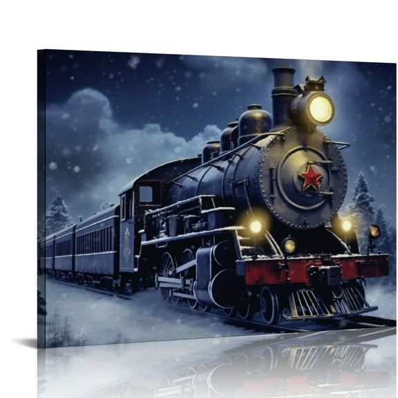 COMIO Retro Steam Engine Train Art Canvas Wall Art Poster Prints Artwork