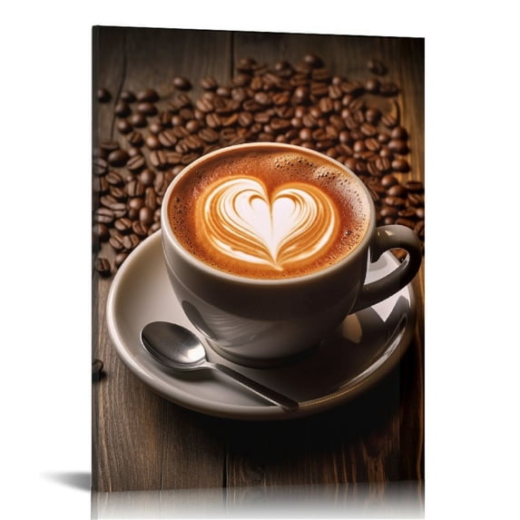 COMIO Retro Style Coffee Quote Srart Each Day With a Grateful Heart and Coffee Canvas Prints Wall Art-Coffee Signs Wall Art-Coffee Bar Wall Decor Accessories-Coffee Lovers Gift for Women and Men