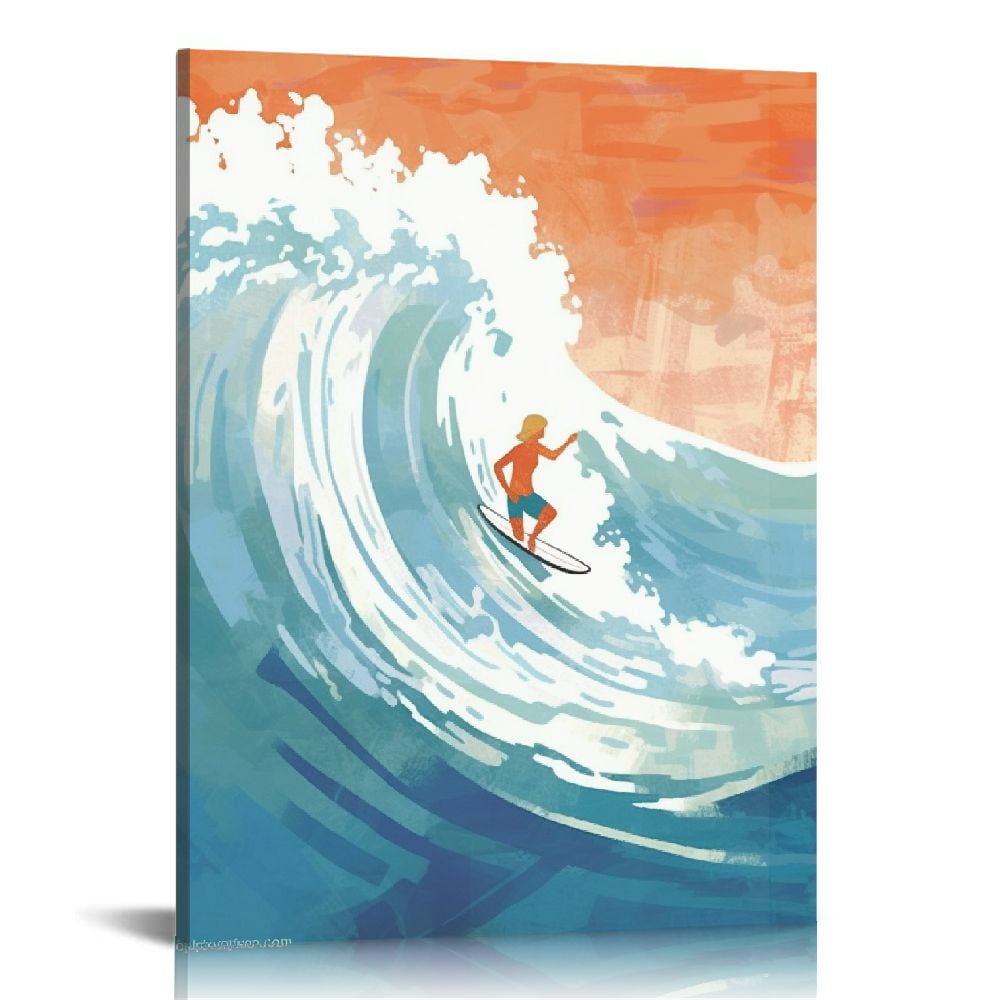 COMIO Retro Trendy Surfer Girl Poster The surfer surfed in the light ...