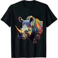 thumbnail image 1 of COMIO Rhino Lovers Colorful Rhinoceros Pop Art Rhino T-Shirt, 1 of 3