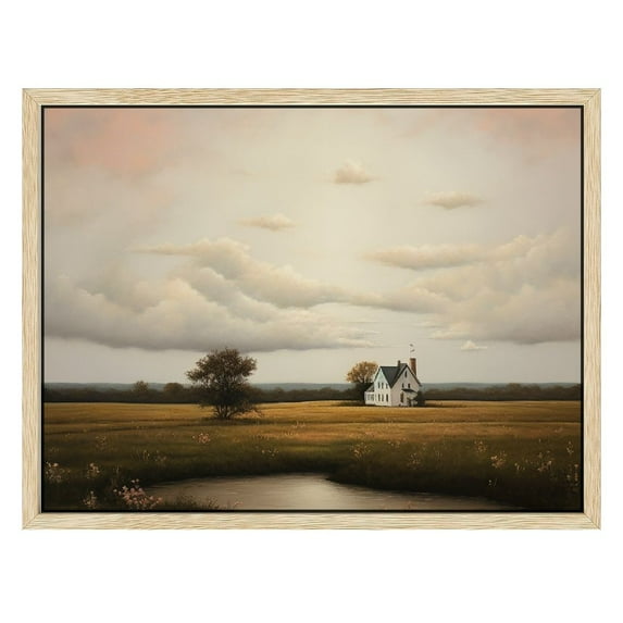 COMIO Rolled Vintage Farmhouse French Country Bedroom Wall Decor Above Bed - Horizontal Wall Art Over the Bed  - Panoramic Landscape Picture Canvas Long Spring Village Suburb Print Poster