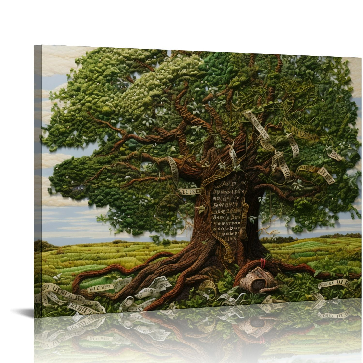 QZHH Romantic Teal Dragonfly Wall Art Rustic Dragonflies Tree Canvas