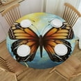 thumbnail image 1 of COMIO Round Tablecloth with Elastic Edges Circular Tablecloth Waterproof Tabletop Wipeable Polyester Table Cloth Durable Table Cover Fitted for Kitchen Outdoor Party Decor Butterfly Galaxy, 1 of 7