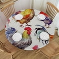 thumbnail image 1 of COMIO  Round Tablecloth Water Resistant Tablecloths Watercolor Rooster and Chicken Spill Proof Washable Polyester Table Cover for Dining Kitchen Wedding Parties Decoration, 1 of 7