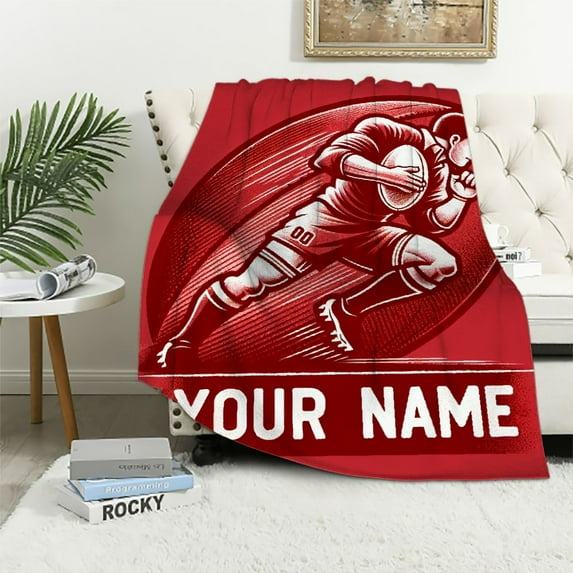 COMIO Rugby Blanket, Rugby Throw Blanket Gift for Adult, Rugby Blankets Perfect for Bed Decorations or Birthday Gifts