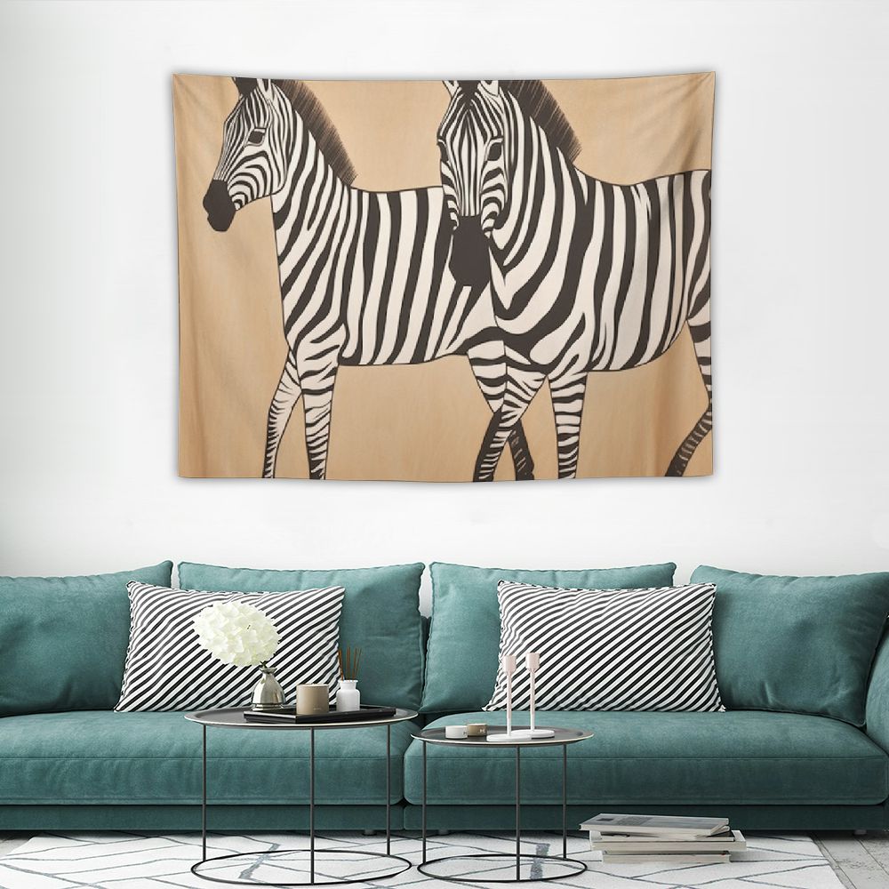 COMIO Running Zebras Wall Tapestry 40x30 Inch Brown African Animal ...