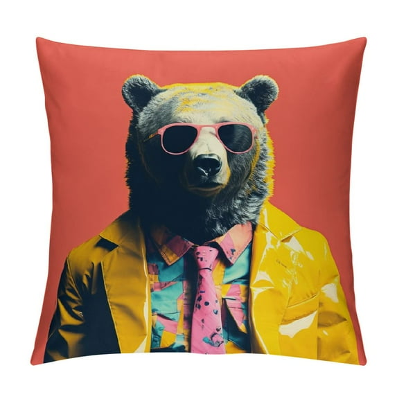 COMIO Rustic Cabin Throw Pillow Covers Woodland Wolf Deer Bear Pillow Covers for Bed, Red Black Buffalo Plaid Cushion Covers, Wildlife Camping Lodge Mountain Decorative Square Pillow Cases