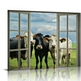 thumbnail image 1 of COMIO Rustic Cow Wall Art Funny Cows Window Pictures Wall Decor Farmhouse Cow Canvas Painting Print Modern Artwork Country Room Decor Framed Ready to Hang for Living Room Bathroom Office 20"x16", 1 of 4