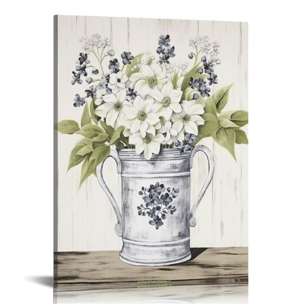 COMIO Rustic Floral Wall Art Country Bathroom Wall Decor Farmhouse