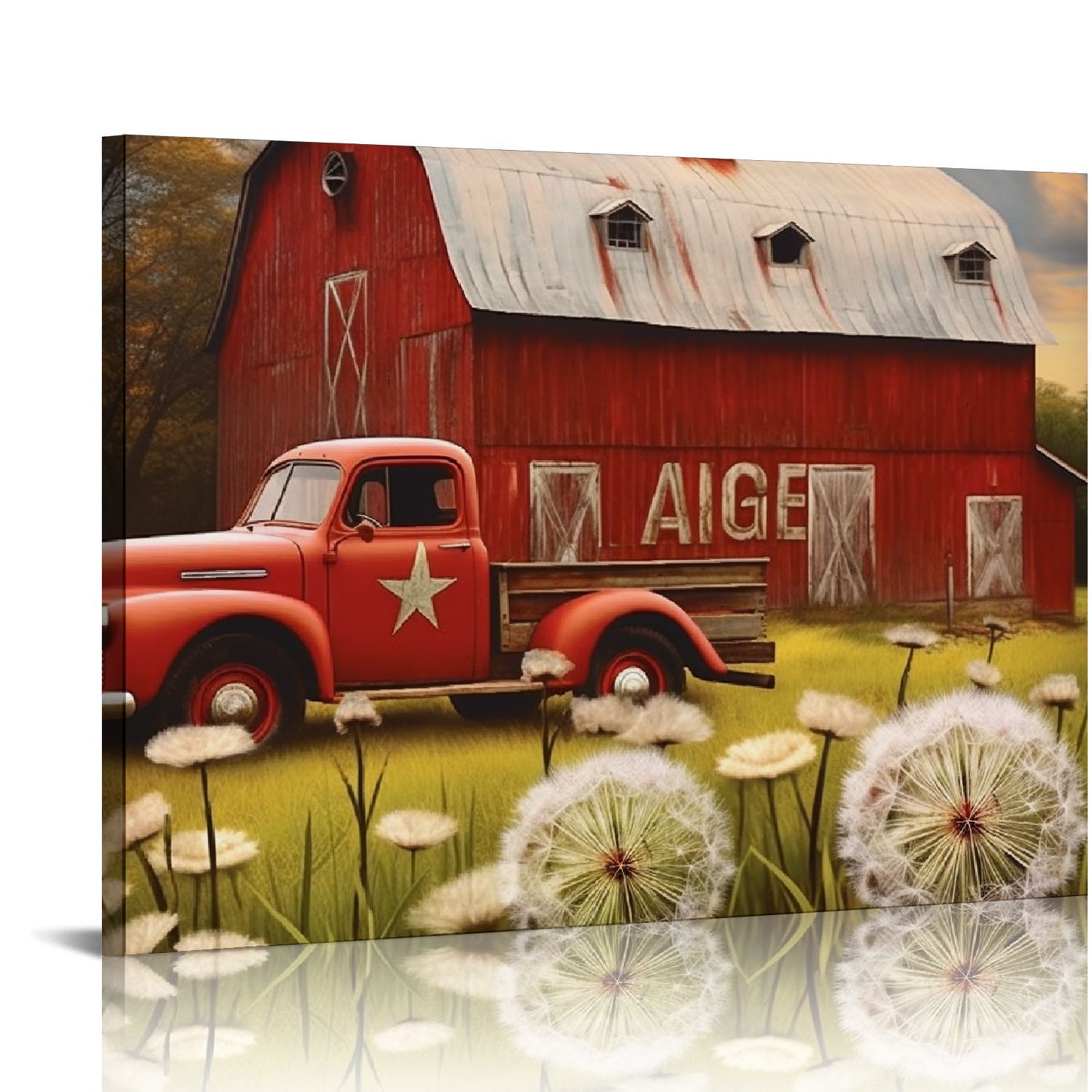 COMIO Rustic Old Barn Canvas Wall Art Barn And Rustic Truck Print ...