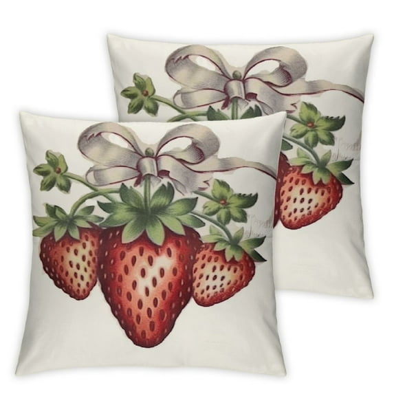 COMIO Rustic Sweet Summer Time Watercolor Strawberry Gnome Throw Pillow Cover Pillowcase Decor, Fruit Seasonal Summer Farmhouse Sofa Bed Bedroom Home Decoration 2pc