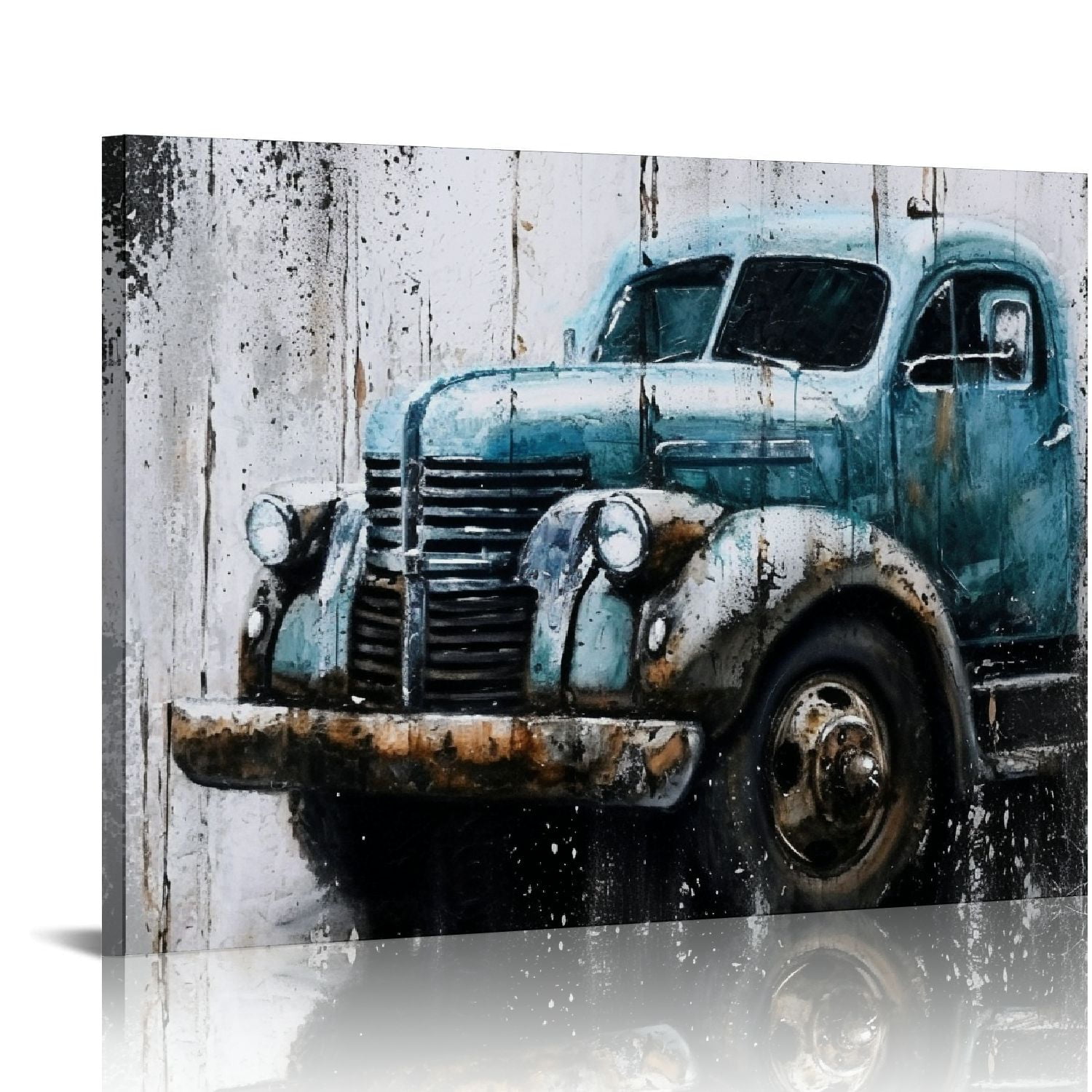 Comio Rustic Truck Canvas Wall Art Old Car Pictures Farmhouse Living Room Wall Decor Country