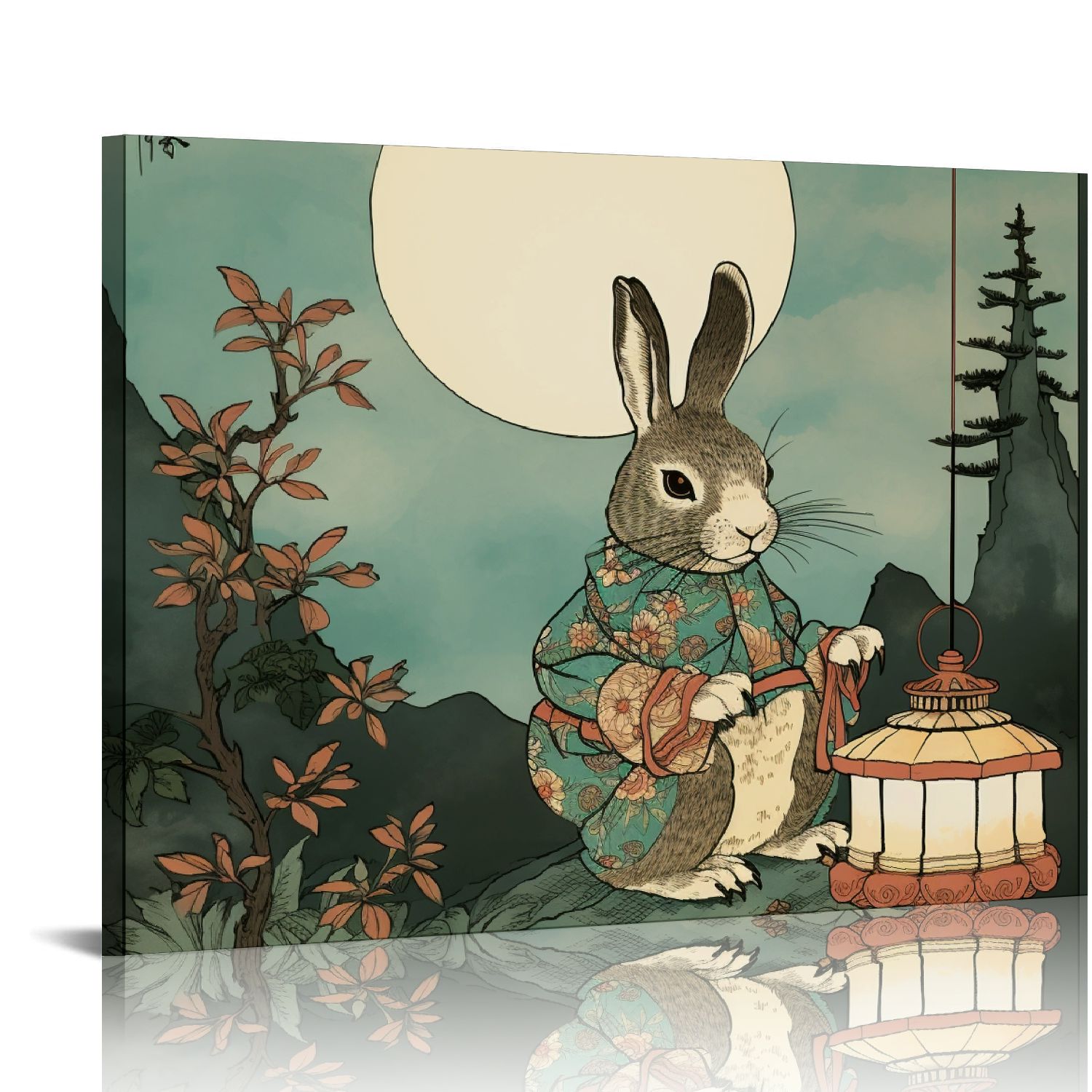View of COMIO Rustic Wooden Vintage Wall Decor, Rabbit Wall Art Rustic ...
