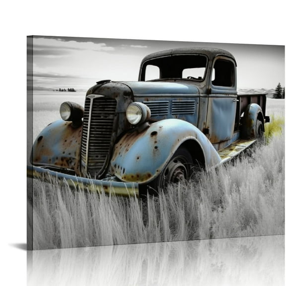 COMIO Rusty Car Canvas Wall Art: Old Truck Pictures Paintings Print on Canvas Artwork for Bedroom