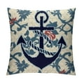 thumbnail image 1 of COMIO  Sailing Nautical Anchor Decorative Pillow Case Navy Blue Throw Pillow Cushion Covers Lumbar Pillowcase Compass Grid Couch Pillow Case (Anchor), 1 of 5