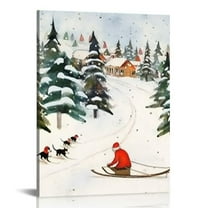 COMIO Santa Claus Reindeer Sleigh Poster Prints Painting Modular Christmas Pictures Framed Artwork for Living Room Christmas Decoration