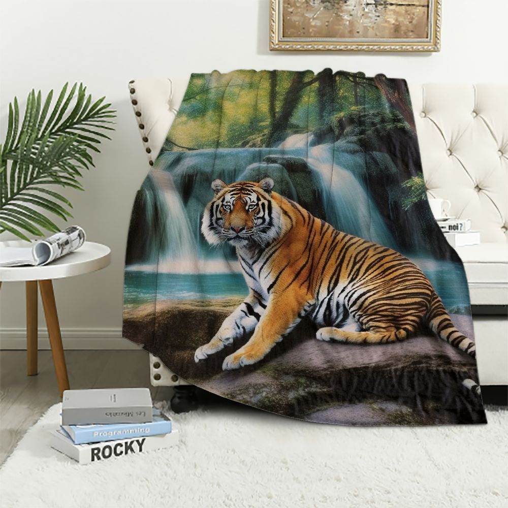 COMIO Savannah Throw Blanket, Indochina Tiger Laying Under Banyan Tree ...