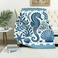 thumbnail image 1 of COMIO Sea Life Throw Blanket Seahorse Starfish Coral Sprigs and Seashell Marine Seamless Pattern Decorative Soft Warm Cozy Flannel Plush Throws Blankets for Women Men, 1 of 6