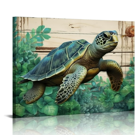 COMIO Sea Turtle Bathroom Decor Ocean Canvas Pictures Beach Theme Wall Art Coastal Artwork for Kid Girls Room Living Room Bedroom Home Office Sea Life Wall Decorations