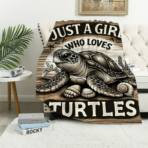 COMIO Sea Turtle Blanket - Soft, Fuzzy & Warm - Small Blanket for Couch, Sofa - Blue Cute Throw Gifts for Adults Women Men