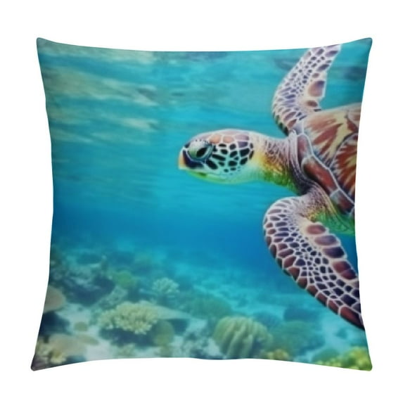 QZHH Sea Turtle Body Pillow Cover Coastal Ocean Nautical Animal Underwater Marine Aqua Blue Protector with Zipper Decorative Soft Large Cases Covers Cushion for Bed,Couch